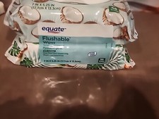 Equate hypoallergenic with coconut Flushable Wipes, 2 Easy Pop-ups Packs 96 Wipe