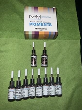 NPM INTERNATIONAL  PERMANENT MAKEUP PIGMENTS 10 BOTTLES PACK 12ML BOTTLES
