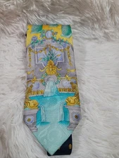 LEONARD Paris Tie Silk Made in Italy Vintage Handmade Designer Light Blues RARE!