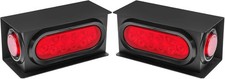 Trailer Lights Welded Mount Steel Boxes Housing Kit W/6 Inch LED Oval Tail Light