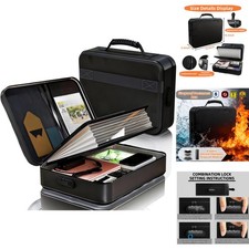 Fireproof Document Box with Lock Waterproof File Organizer Bag for Certificates