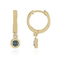 Cavill Ohrringe Damen 0,18Ct Blaue Diamanten 925 Silber Goldplattiert