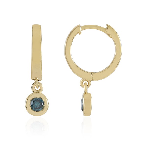 Cavill Ohrringe Damen 0,18Ct Blaue Diamanten 925 Silber Goldplattiert-image