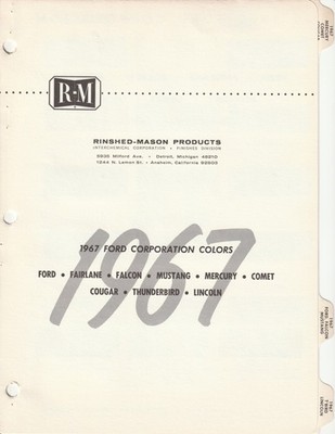 1967 FORD MERCURY THUNDERBIRD LINCOLN FALCON MUSTANG COMET PAINT CHIPS (R-M) 