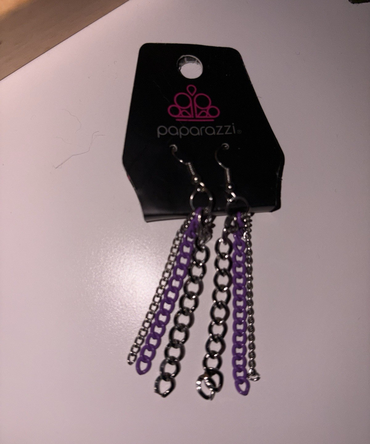 Paparazzi Silver Tone Purple Chain Dangle/Drop Earrings, Hook Closure