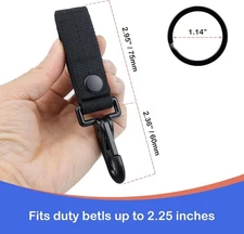 2-Pack Heavy Duty Key Holder Clip for Belts - Metal Snap Hook & Nylon MOLLE S...