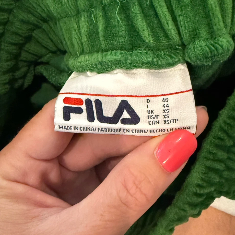 Fila 男式田径夹克绿色白色红色丝绒拉链前尺寸 S — 第 2/4 张图片