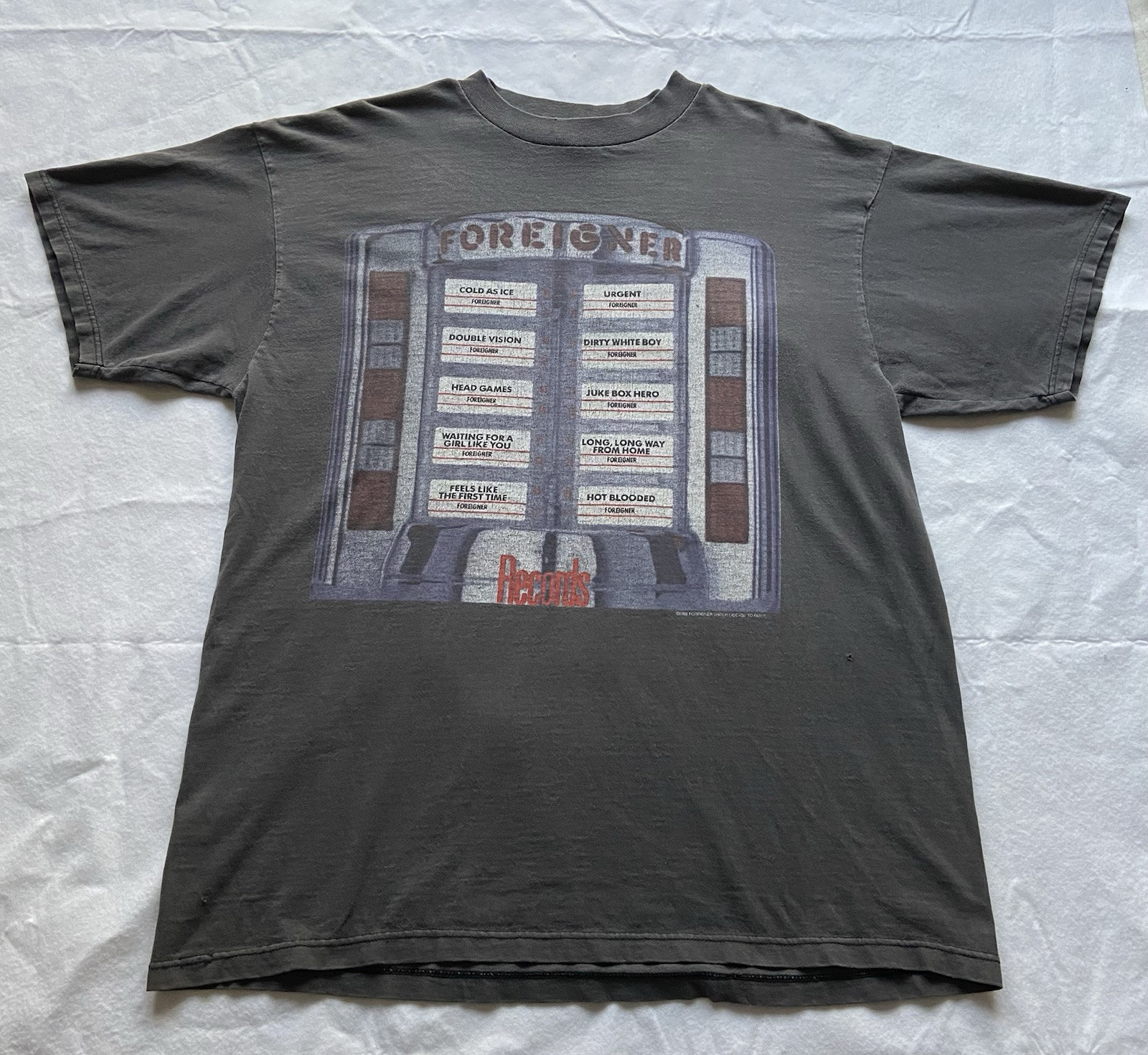 Vintage 90s Foreigner Band T-Shirt 1996 Tour Records Double Sided Size XL Black