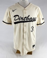 2018 Long Beach State Dirtbags #3 Game Used Cream Jersey Baseball L 853
