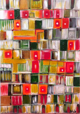 Original Abstraktes Acrylgemälde signiert von Nalan Laluk: "Partitions"