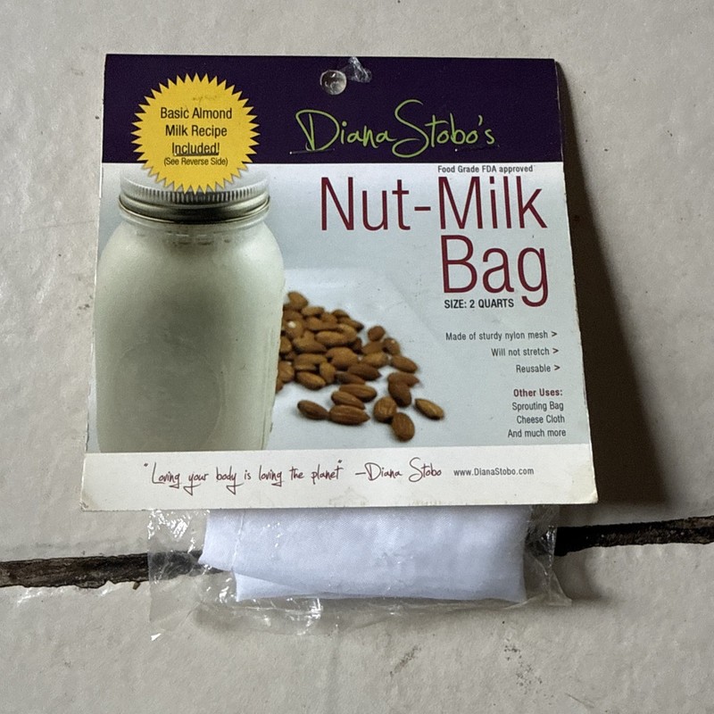 Milk Nut Bag Nylon Mesh 2 quart qt Diana STOBO Reusable 