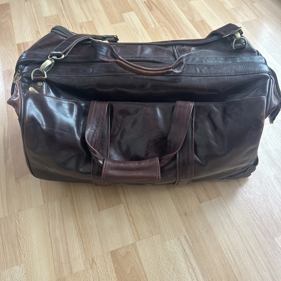 Partridge Suit Case for Men Bordeaux Red Leather Vintage Bag Made In England - Bild 4 von 4