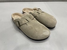 Birkenstock Boston Shearling Suede Leather Clog Unisex W10, M8 In Taupe