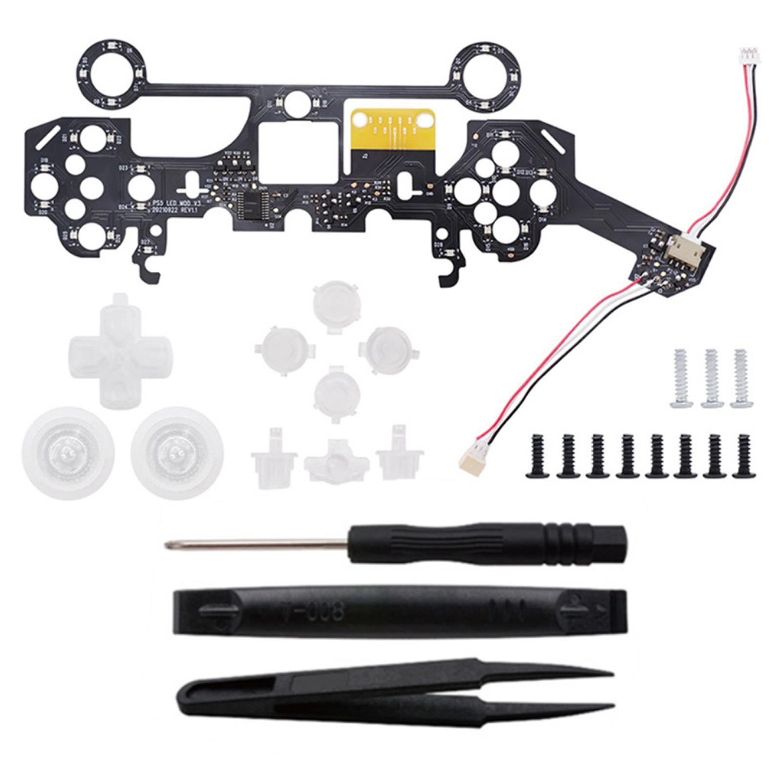 DIY 8 Colors Luminated D-Pad Thumbsticks Face Buttons LED Kit for PS5 Controller