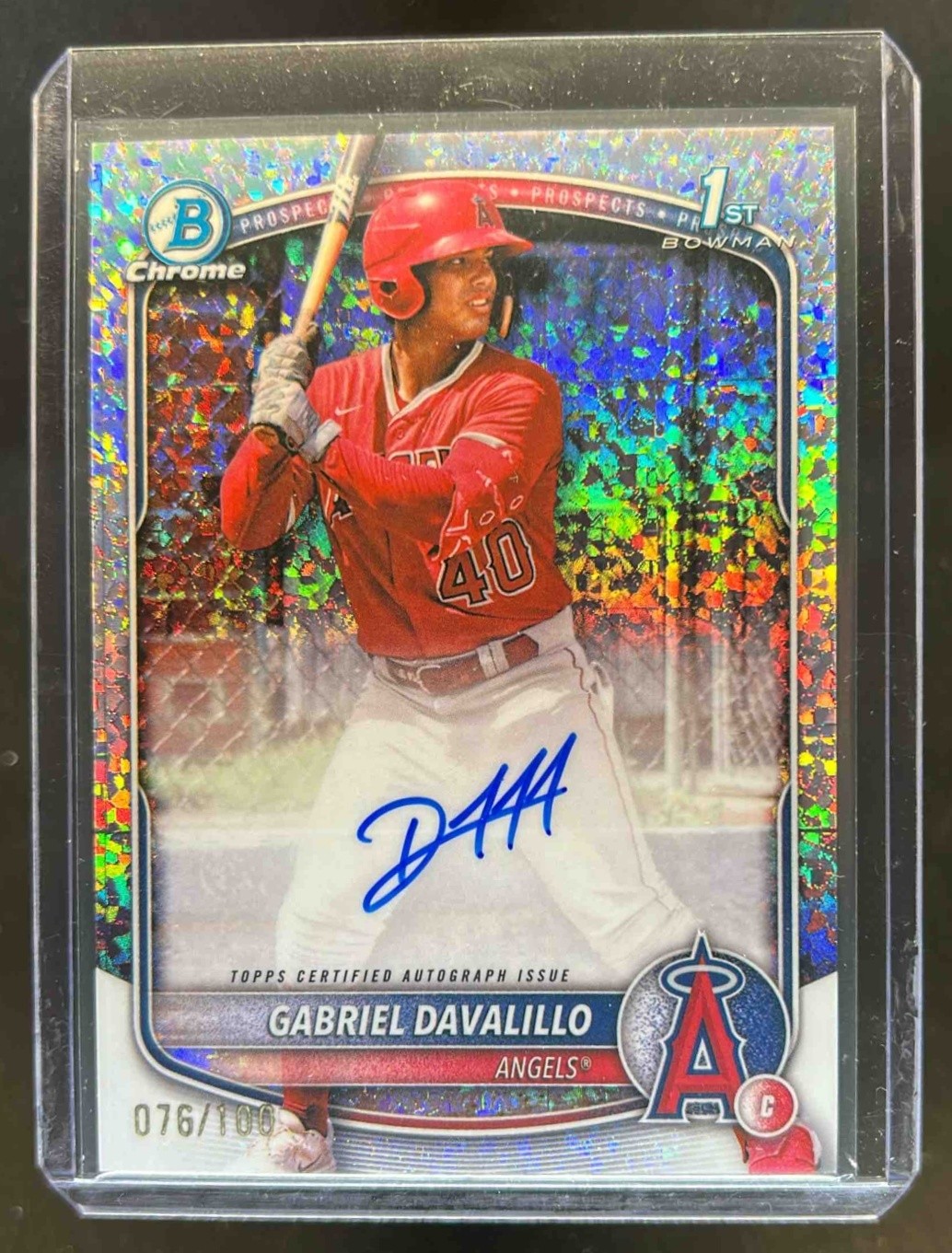 2025 Bowman Chrome Gabriel Davalillo Auto Mini Diamonds Refractor 1st #76/100