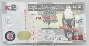 2015 Issue Zambia 10 2 Kwacha Banknote XF Condition Pick# 56