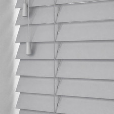 GREY FAUX WOOD STRING VENETIAN WOODEN BLIND MADE TO MEASURE - 5 YEAR GUARANTEE
