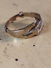 Antique Estate Ring: 14K Stamped 585 Gold & Diamond Art Deco with Guard, 6.75-7 — photo 9