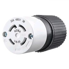 Bryant Locking Connector L16-30R 30A 480V 3 Pole 4 Wire Nylon Industrial Plug