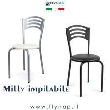 SEDIA SEDIE BAR CASA RISTORANTE CUCINA Pizzeria MILLY IMPILABILE COLORI VARI