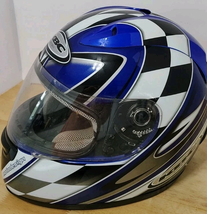 Casco de motocicleta KBC Motodesign talla mediana Snell DOT TK - 9 azul blanco negro Foto 2 de 4