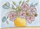 Original Abstract Floral Watercolor Painting ACEO Signed Tiny Art Pink Rose — photo 1