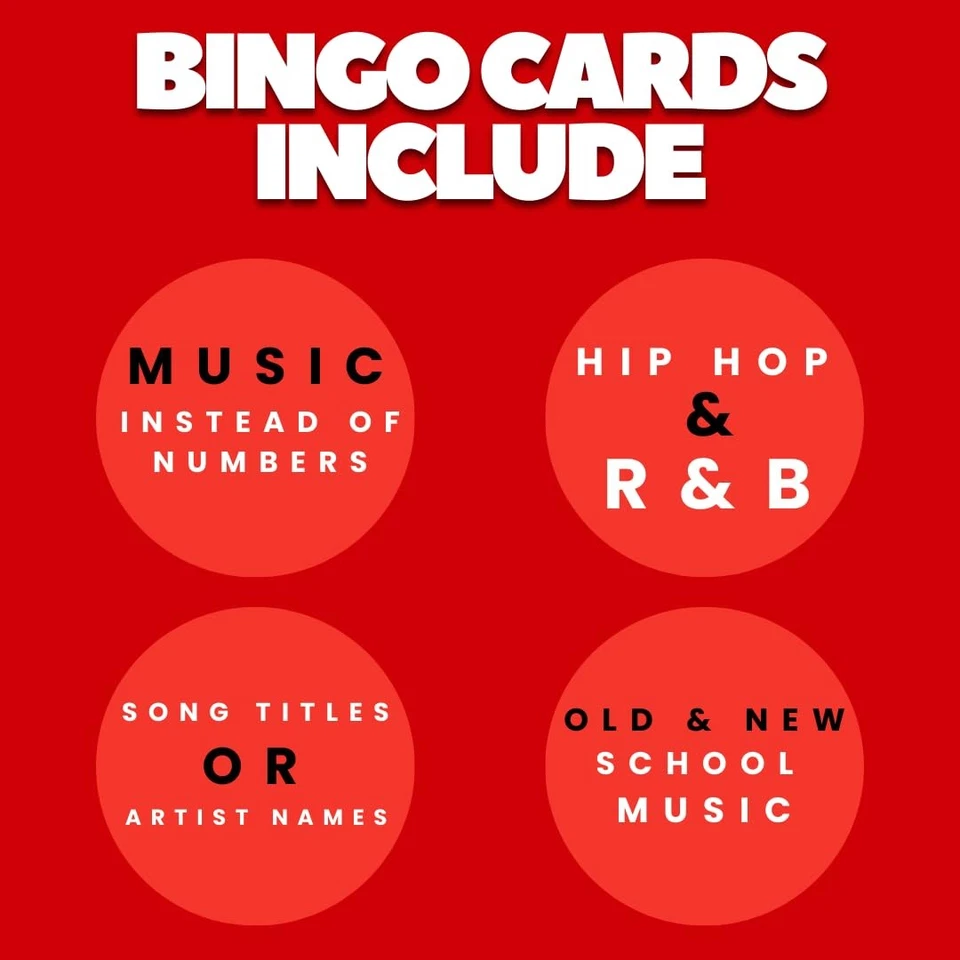 Hip Hop R&B Music Bingo Game Set - Adult & Family Card Games, Reusable Boards - Image 3 of 4