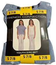 French Connection Youth 3-piece Blue Pant  Tops Set S 7/8 NWT