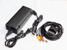 AC Power Adapter & AV Composite Cable Set For XBOX 360 SLIM