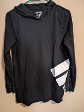 Adidas Go-To Tee Unisex Youth Hoodie Top Large 14-16 Black Pullover w/White Logo