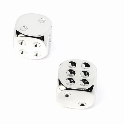 Poliertes Chrom Metall Würfel Paar Set - Glänzendes Silber Deko Gaming Zubehör