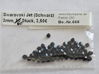 60 Swarovski Doppelkegel 3 mm Jet (Schwarz) der Fa. Traumperle