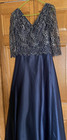 MONTAGE by MON CHERI Chiffon Navy Blue Lace Sequin Bodice gown sz 6 — photo 1