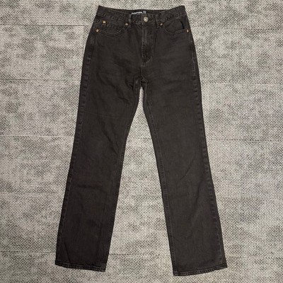 Stradivarius D98 Straight Leg Jeans Faded Black High Waisted Size 8 MEX 30 UK 12