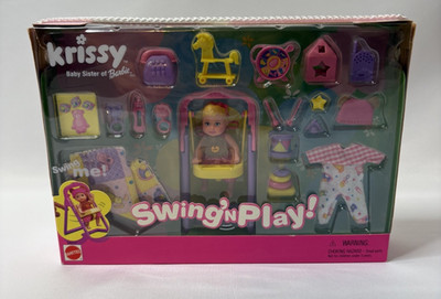 Mattel Barbie Krissy Baby Sister of Barbie Swing 'N Play Doll Set New Rare EC!