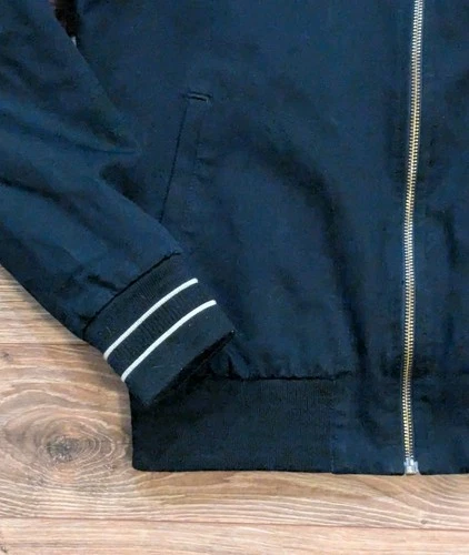 Fred Perry Bomber Jacket Men Small Black White Tipped Cotton Twill Punk Hardcore image 8