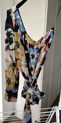 OTTOD AME Trésor Damenbluse Asymmetrisch  & Schal/ Gürtel  40  Stiefmütterchen