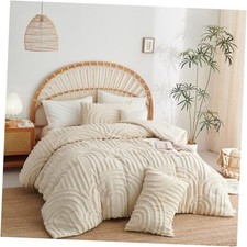 Boho Comforter Set Size Beige Tufted Rainbow Textured Queen Beige Rainbow