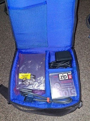 VTG Iomega Zip 100 Parallel Port  Disk Drive Z100P2  3 Disks Tools, Case, WORKS 