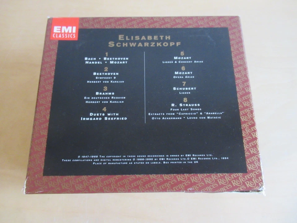 Elisabeth Schwarzkopf-The Historic Recordings-Rare Limited 8er UK Emi CD Box - Bild 2 von 4