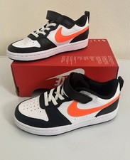 Image of NIKE Court Borough Low 2 Boys (PSV)' Trainers White/Black/Orange Size 13C