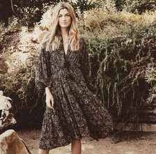 Doen Honfleur Dress in Anita Paisley Size Small Boho Midi Tassel
