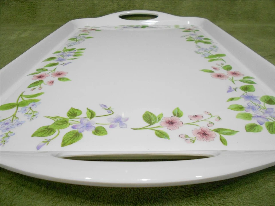 ❤️ Corelle DELICATE ARRAY Melamine RECTANGULAR TRAY Serving 19x11 Colorful Flora - Image 2 of 4