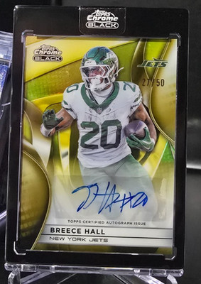 2025 Topps Chrome Black Breece Hall Auto Gold #AU-BH  - New York Jets RB #27/50