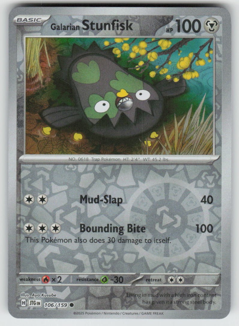Galarian Stunfisk 106/159 Common Journey Together Pokemon Reverse Holo Near Mint