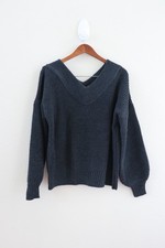 Chunky waffle cozy sweater / cardigan women dark grey size S NWT