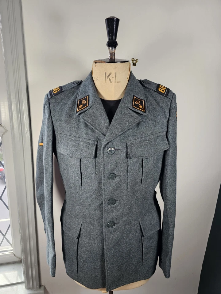 Vintage 1967 Swiss Army Wool Jacket Large Transportation Driver 40/42 Inch Chest - Image 2 of 4