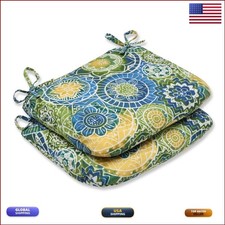 Pillow Perfect Omnia Lagoon Round Corner Seat Cushion 18.5" x 15.5" Blue
