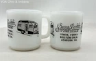 Vintage Fire-King Serro Scotty Sportsman Trailer Mugs Pair Milk Glass RV