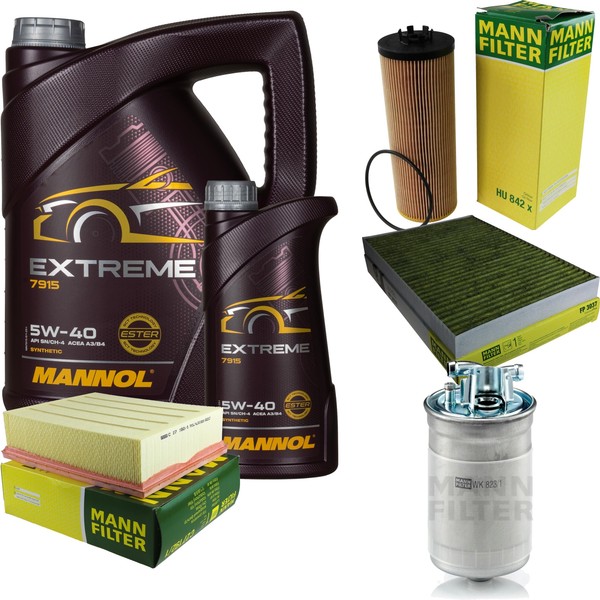 MANN-FILTER Inspektionspaket Mannol 6L Extreme 5W-40 FüR Audi A4 Avant 2.5 Tdi-image